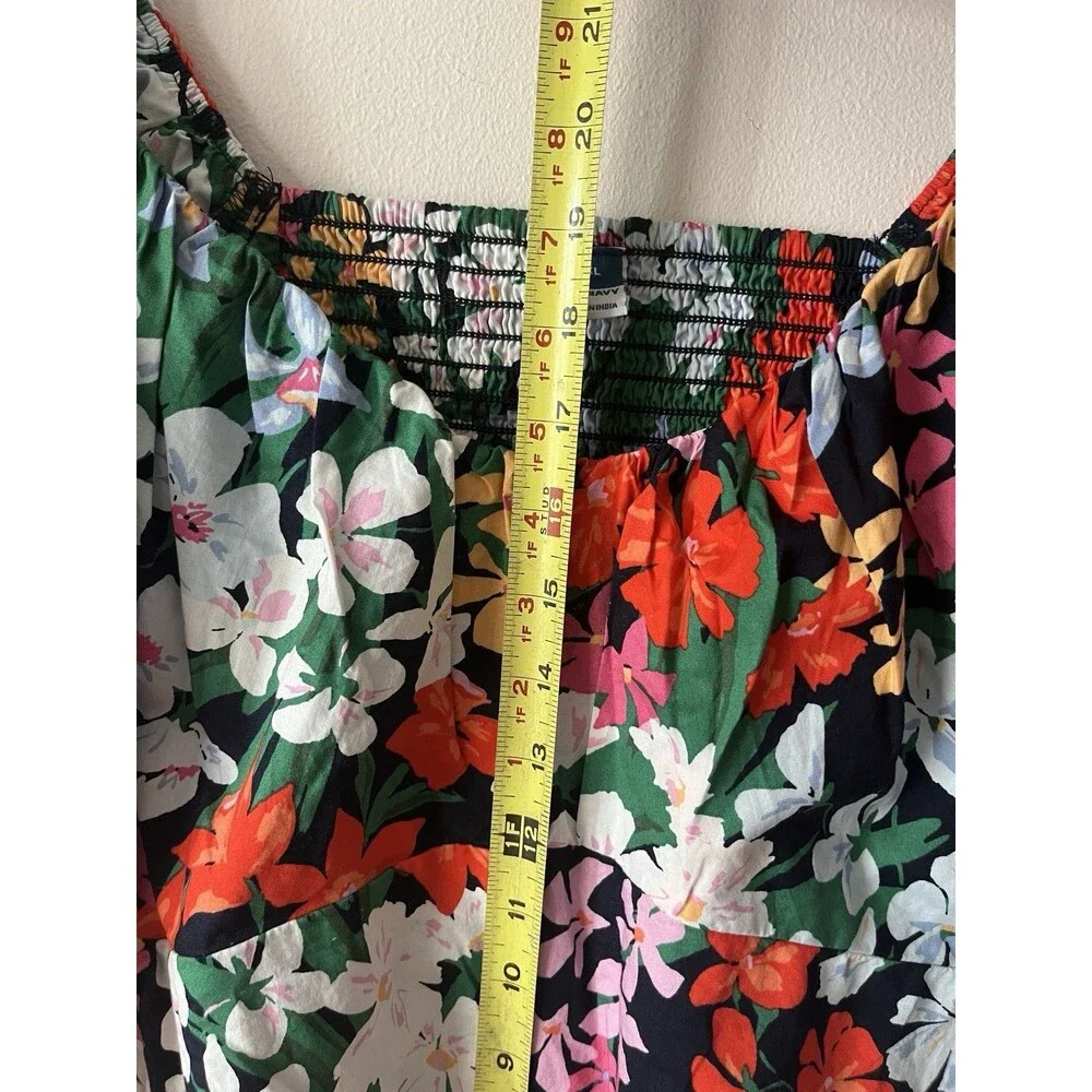 Old Navy Floral Puff Sleeve Peplum Top XXL Cotton Cottagecore Smocked